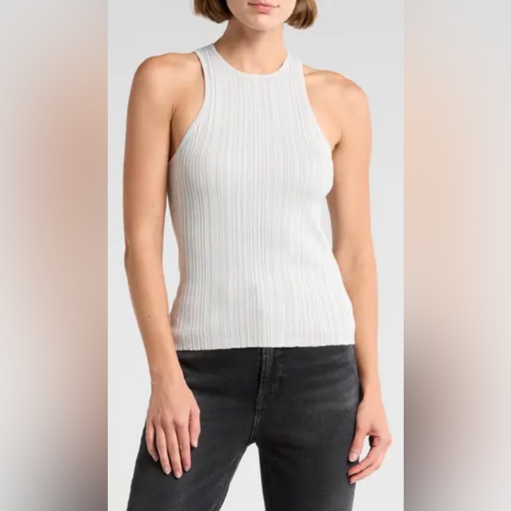 Madewell Signature Shimmer Knit Cutaway Sweater Tank Silver Size XXS